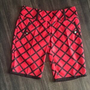 Adidas Climalite Pink and Black Geometric Golf Type Shorts